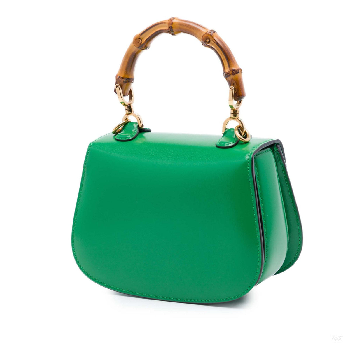 Second hand Gucci Bamboo Mini Leather Top-handle Handbag Green - Tabita Bags