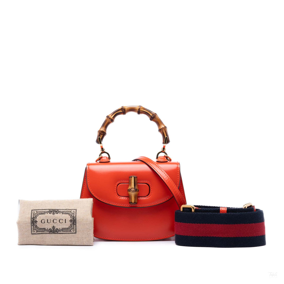 Second hand Gucci Bamboo Mini Leather Top-handle Handbag Orange - Tabita Bags