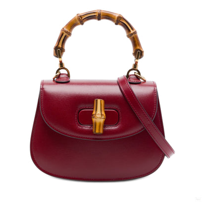 Second hand Gucci Bamboo Mini Leather Top-handle Handbag Red - Tabita Bags