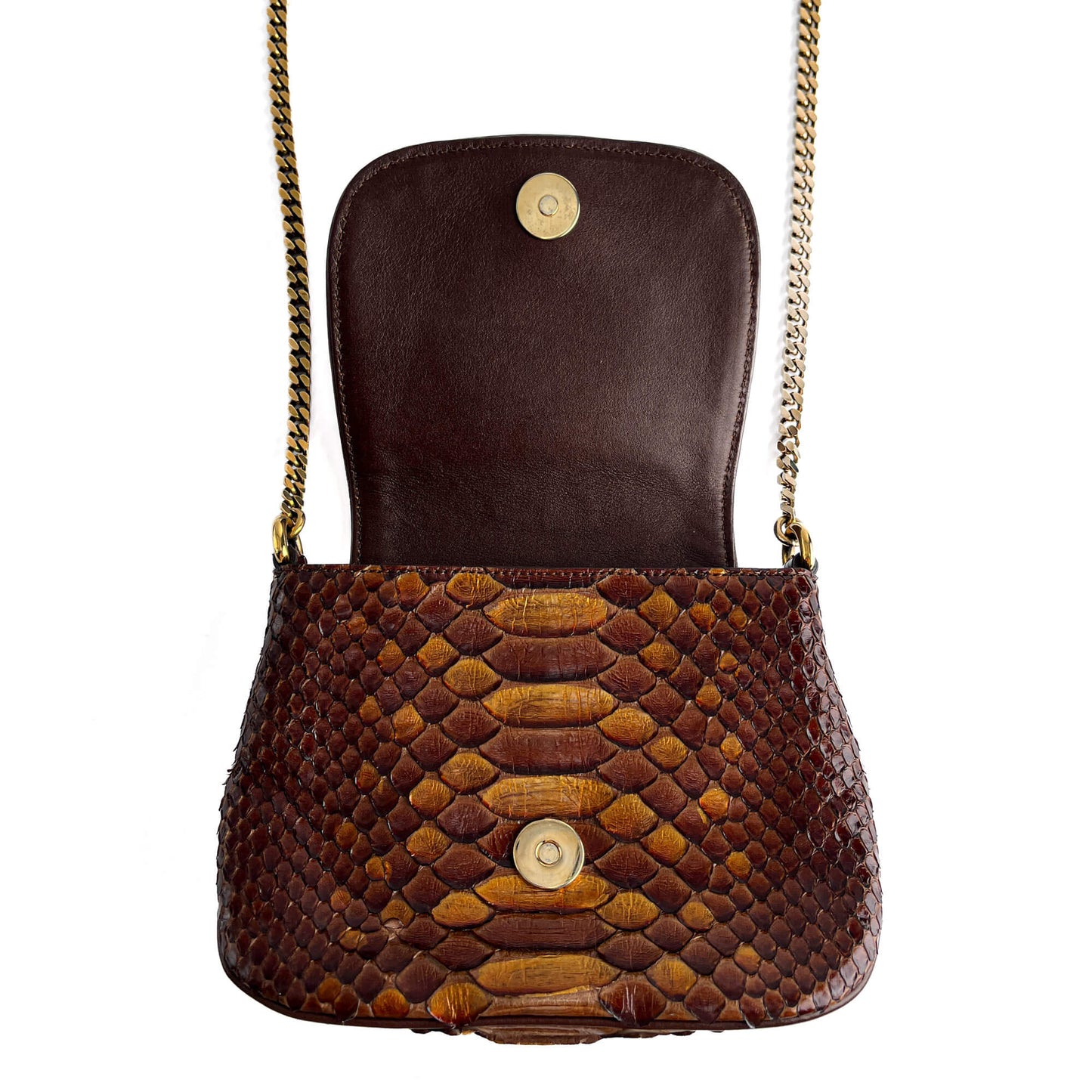 Second hand Gucci Blondie Mini Exotic Leather Flap Crossbody Beige x brown - Tabita Bags