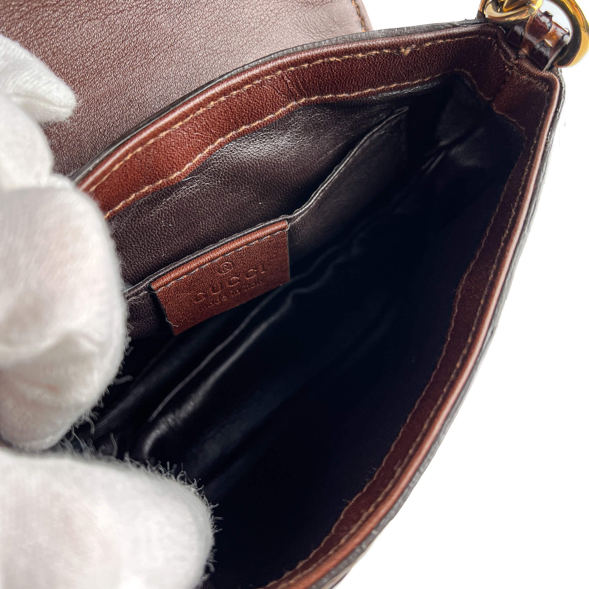 Second hand Gucci Blondie Mini Exotic Leather Flap Crossbody Beige x brown - Tabita Bags