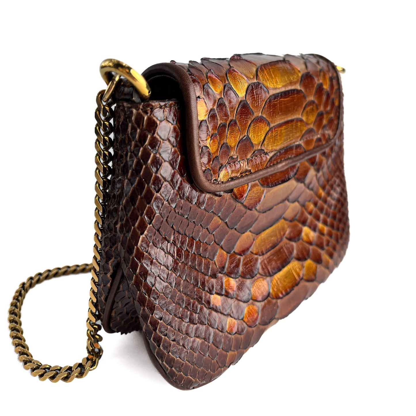 Second hand Gucci Blondie Mini Exotic Leather Flap Crossbody Beige x brown - Tabita Bags