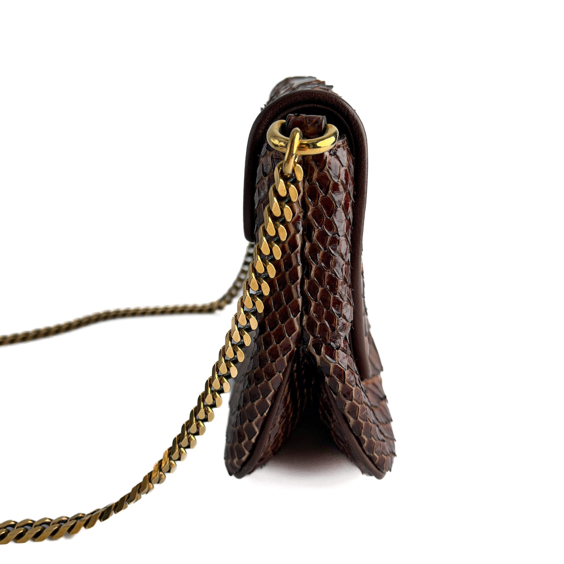 Second hand Gucci Blondie Mini Exotic Leather Flap Crossbody Beige x brown - Tabita Bags