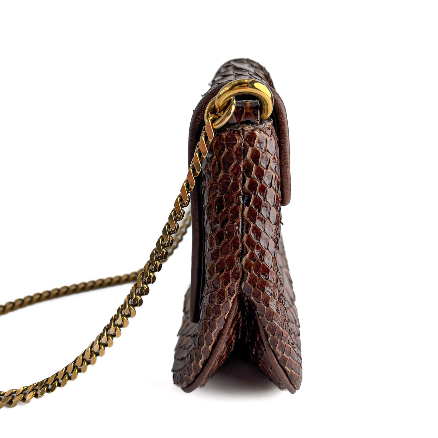 Second hand Gucci Blondie Mini Exotic Leather Flap Crossbody Beige x brown - Tabita Bags