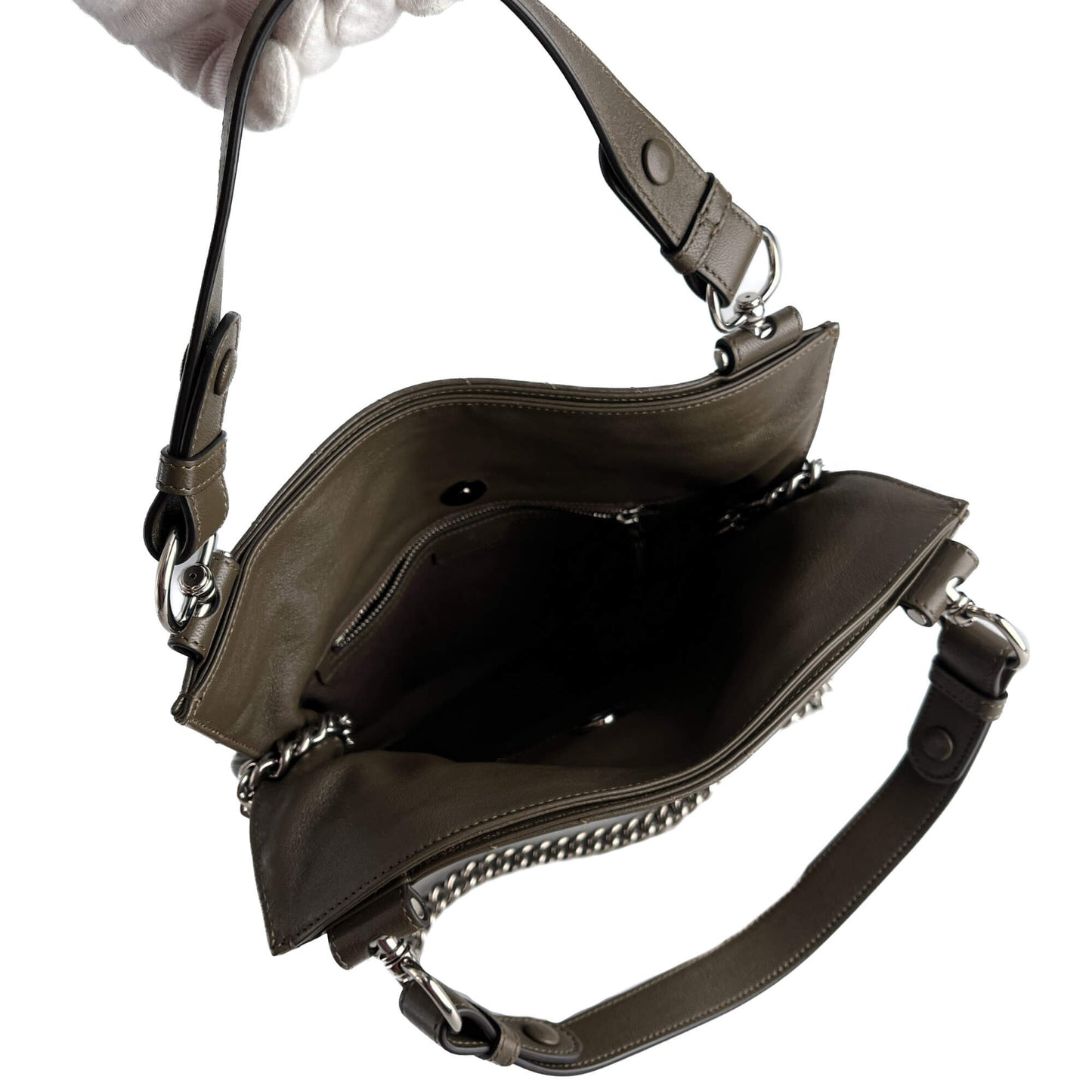 Second hand Gucci Blondie Small Leather Hobo Handbag Taupe - Tabita Bags