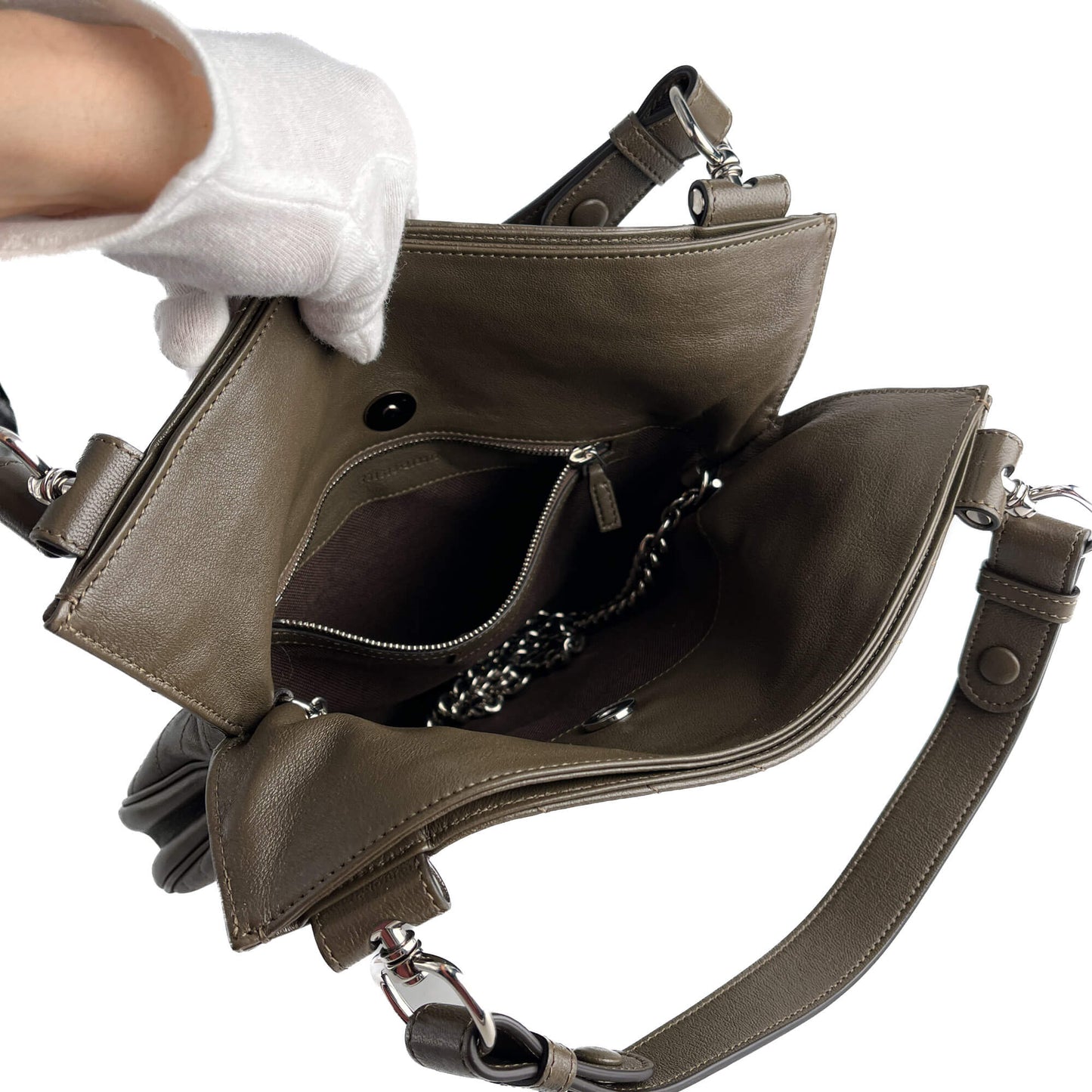 Second hand Gucci Blondie Small Leather Hobo Handbag Taupe - Tabita Bags