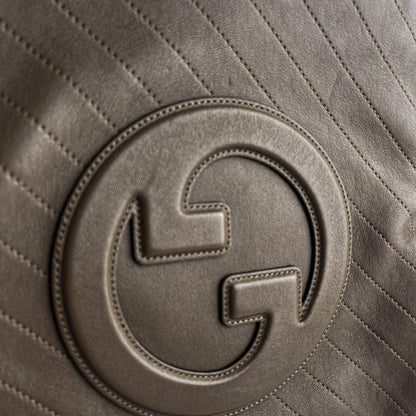 Second hand Gucci Blondie Small Leather Hobo Handbag Taupe - Tabita Bags