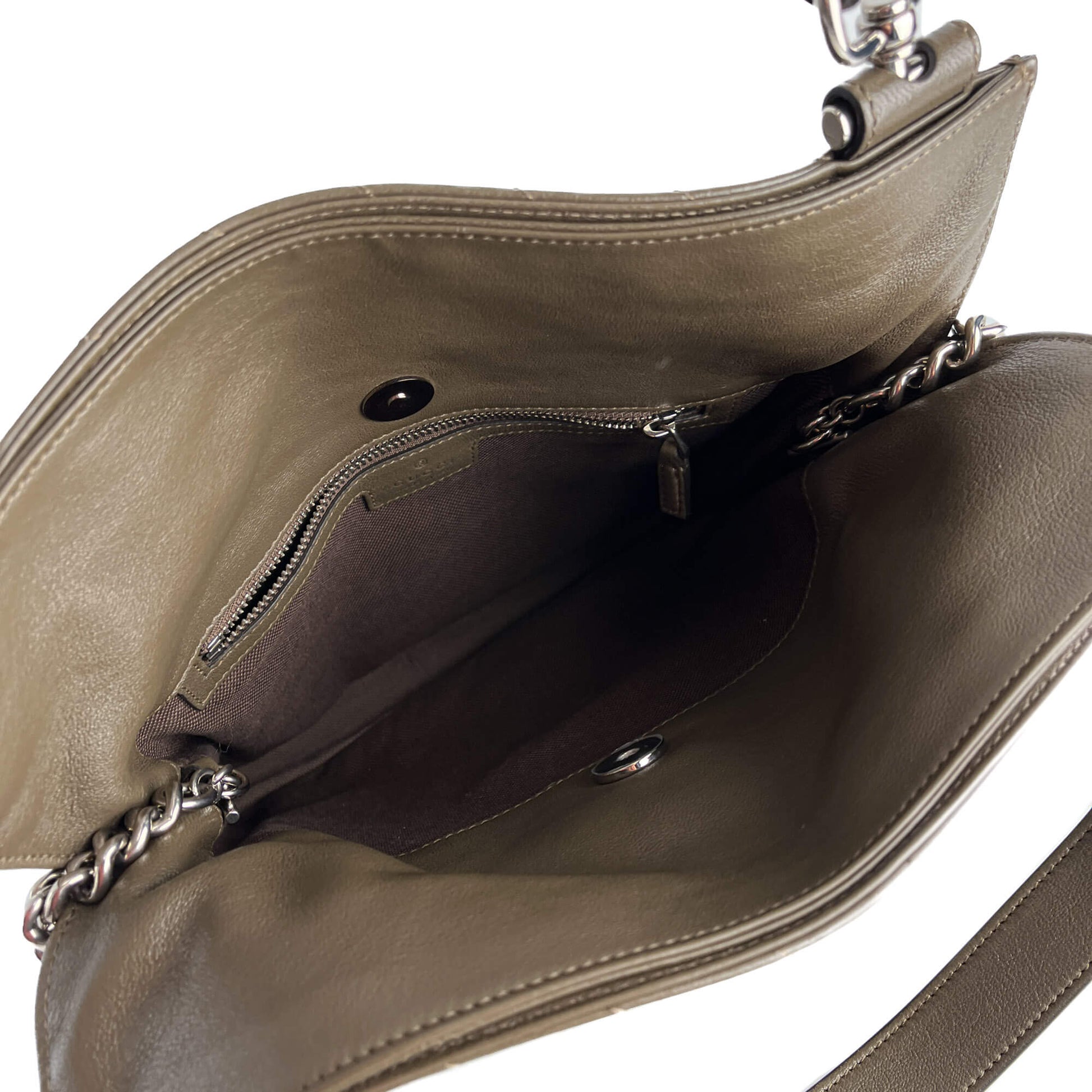 Second hand Gucci Blondie Small Leather Hobo Handbag Taupe - Tabita Bags