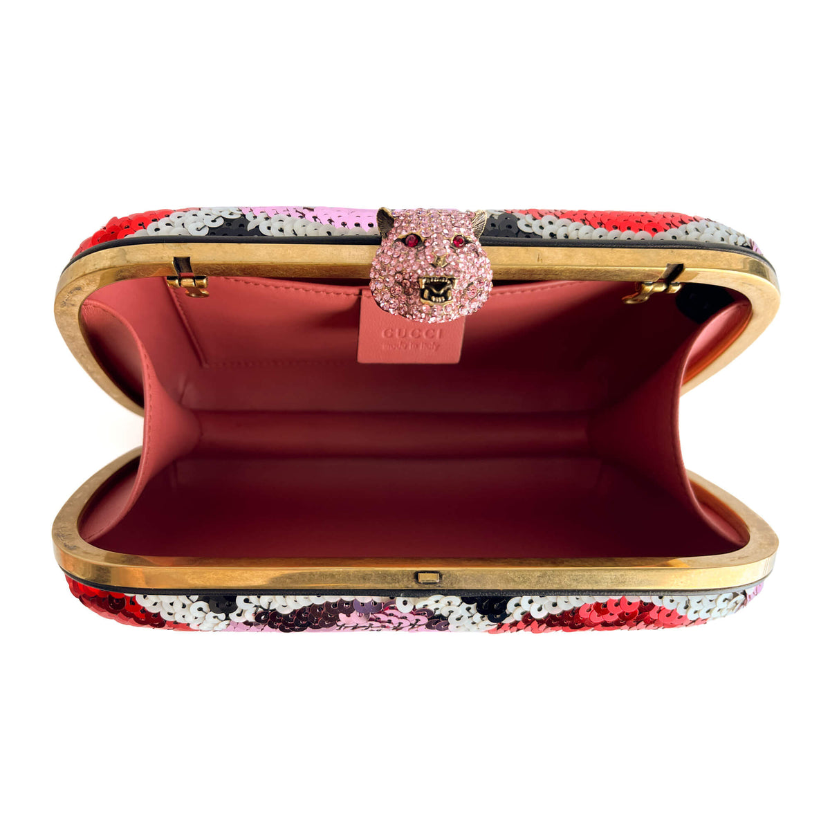 Second hand Gucci Brocade Embroidery Metal Clutch Multicolor - Tabita Bags