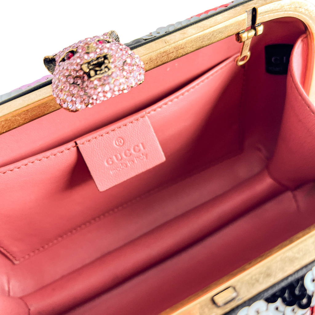 Second hand Gucci Brocade Embroidery Metal Clutch Multicolor - Tabita Bags