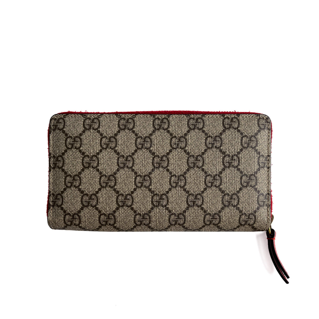 Second hand Gucci Cherry Canvas Long Zip Around Wallet GG Supreme - Tabita Bags
