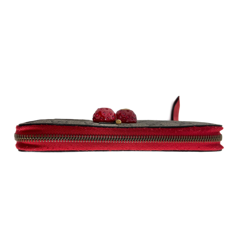 Second hand Gucci Cherry Canvas Long Zip Around Wallet GG Supreme - Tabita Bags