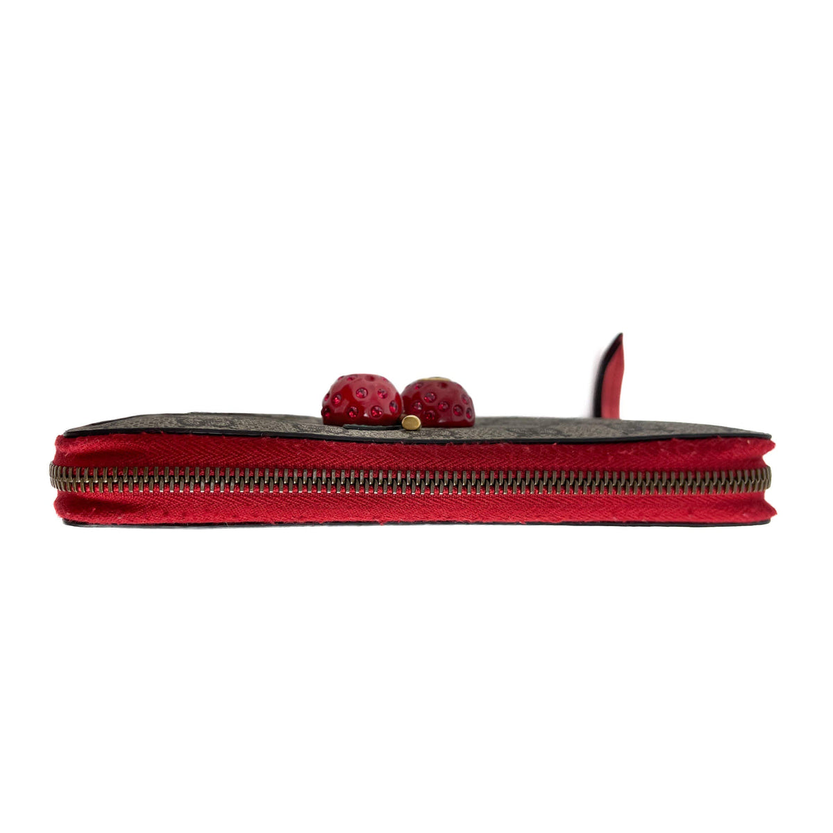 Second hand Gucci Cherry Canvas Long Zip Around Wallet GG Supreme - Tabita Bags