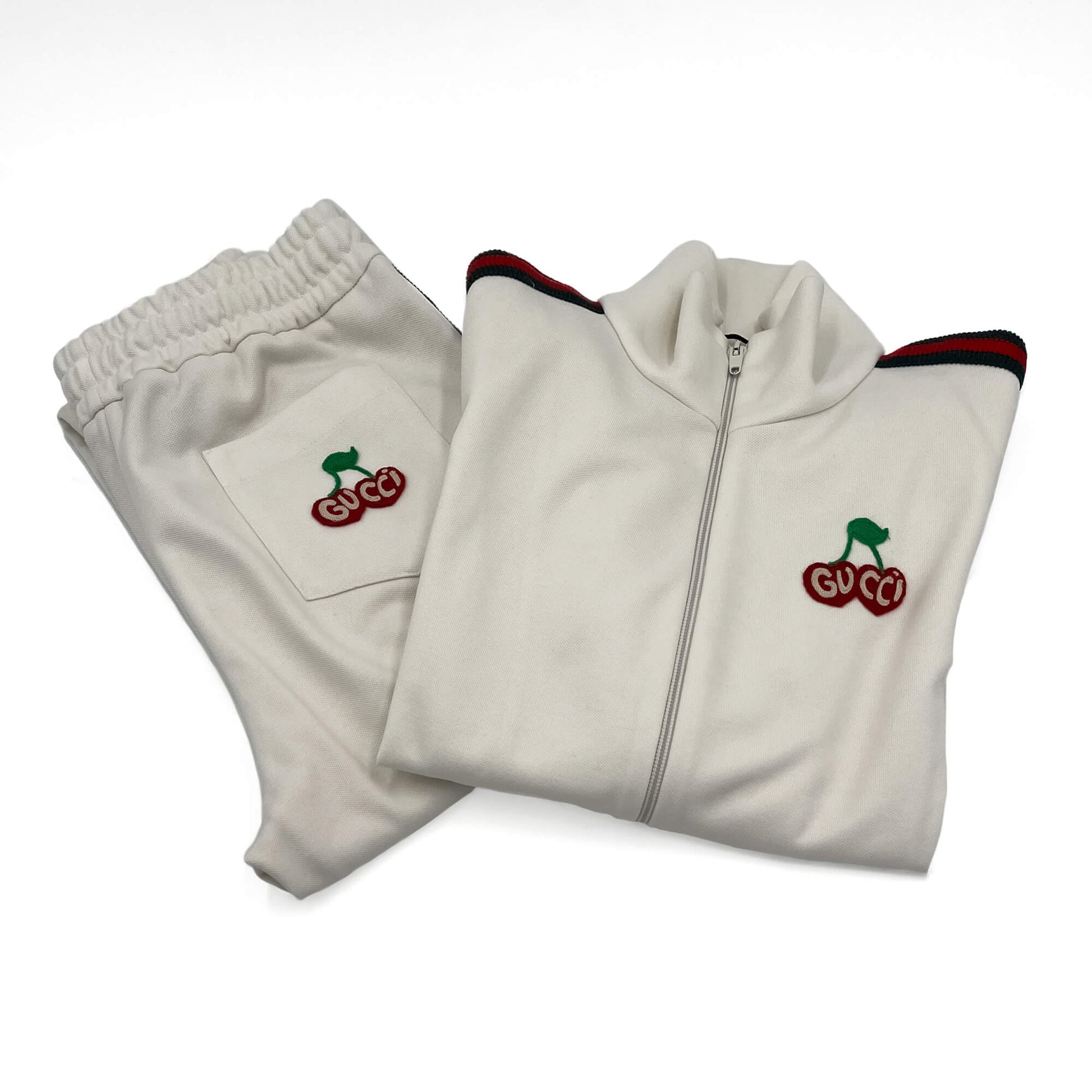 Second hand Gucci Cherry Logo Polyester & Cotton Tracksuit Off - white - Tabita Bags