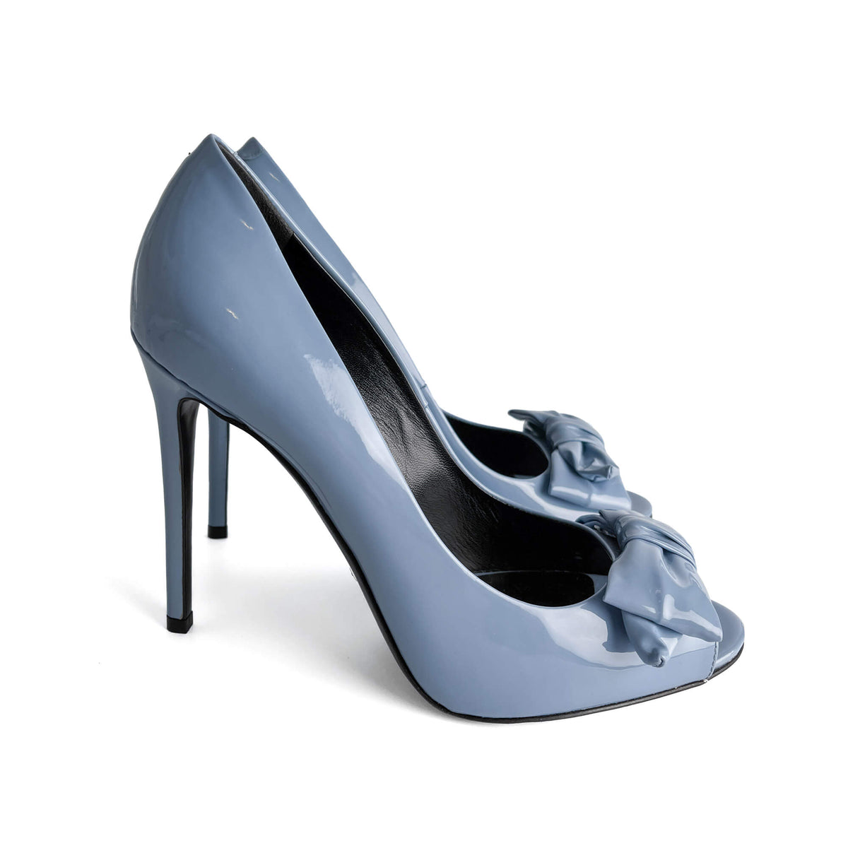 Second hand Gucci Clodine Peep Toe Patent Leather Pump 39.5 Blue - Tabita Bags