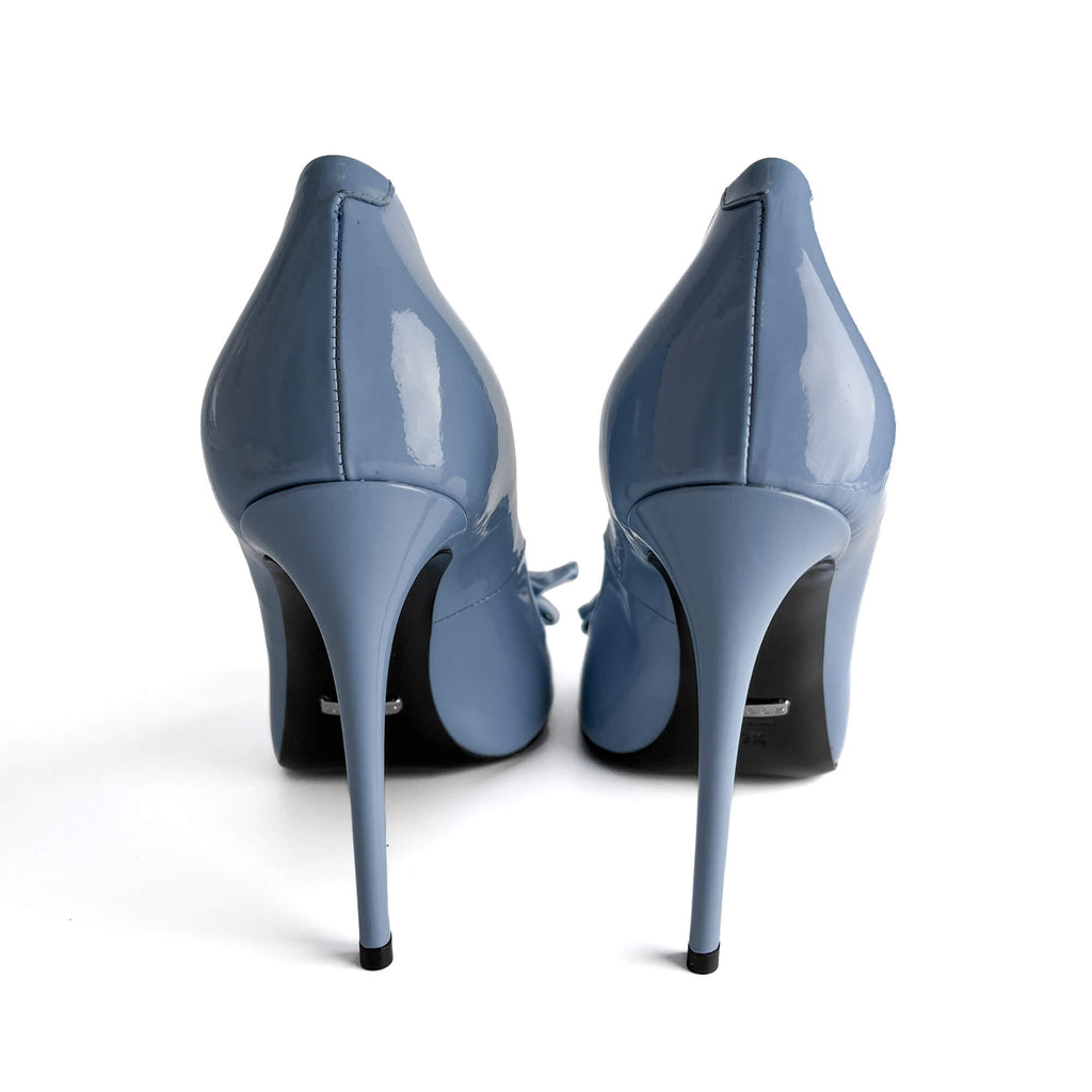 Second hand Gucci Clodine Peep Toe Patent Leather Pump 39.5 Blue - Tabita Bags