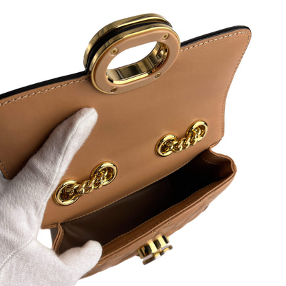 Second hand Gucci Deco Mini Leather Matelassé Flap Crossbody Dark Beige - Tabita Bags