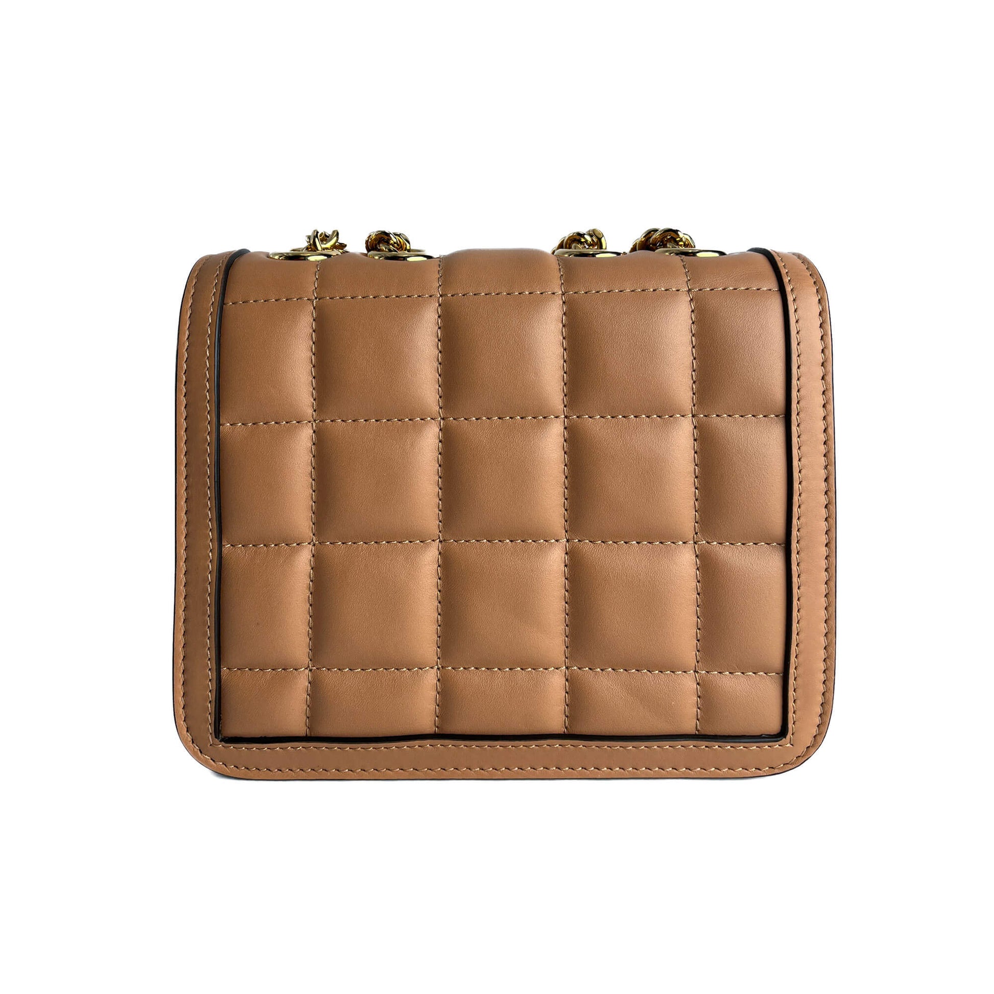 Second hand Gucci Deco Mini Leather Matelassé Flap Crossbody Dark Beige - Tabita Bags