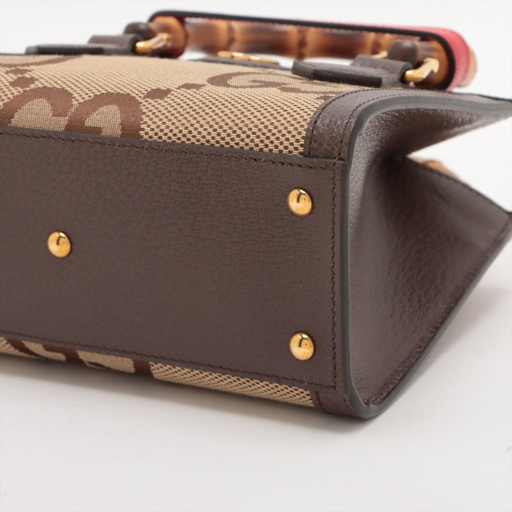 Second hand Gucci Diana Mini Jumbo GG Canvas 2 - Ways Tote Handbag Brown - Tabita Bags