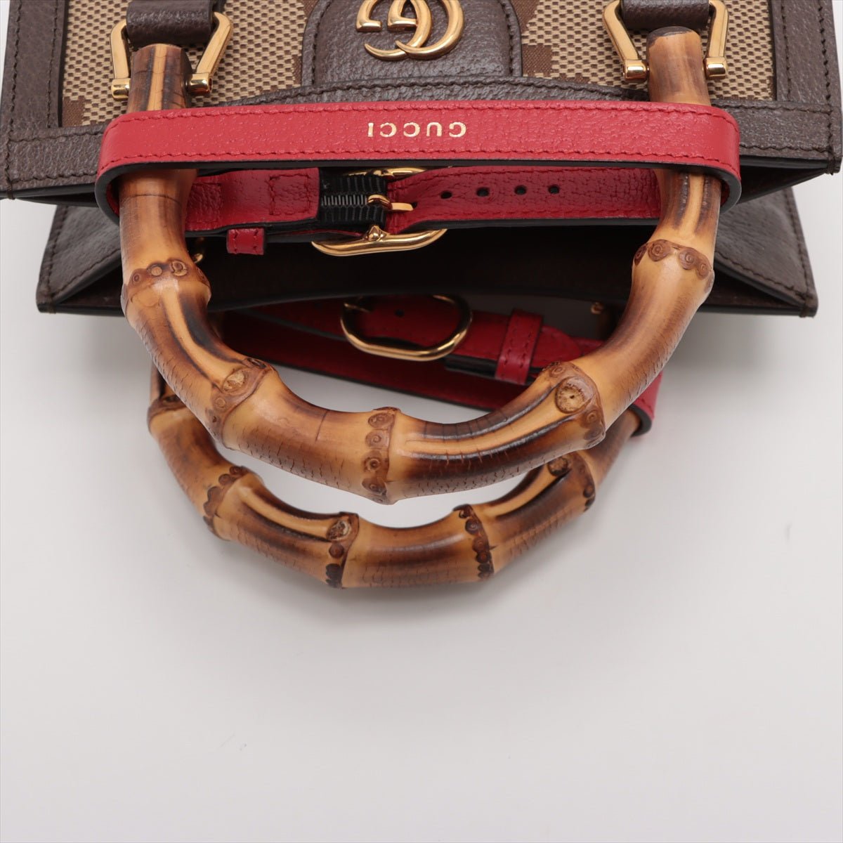 Second hand Gucci Diana Mini Jumbo GG Canvas 2 - Ways Tote Handbag Brown - Tabita Bags