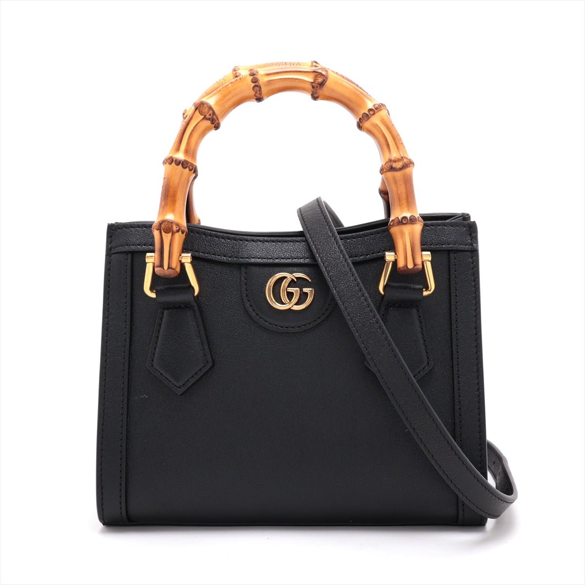 Second hand Gucci Diana Mini Leather Tote Bag Black - Tabita Bags