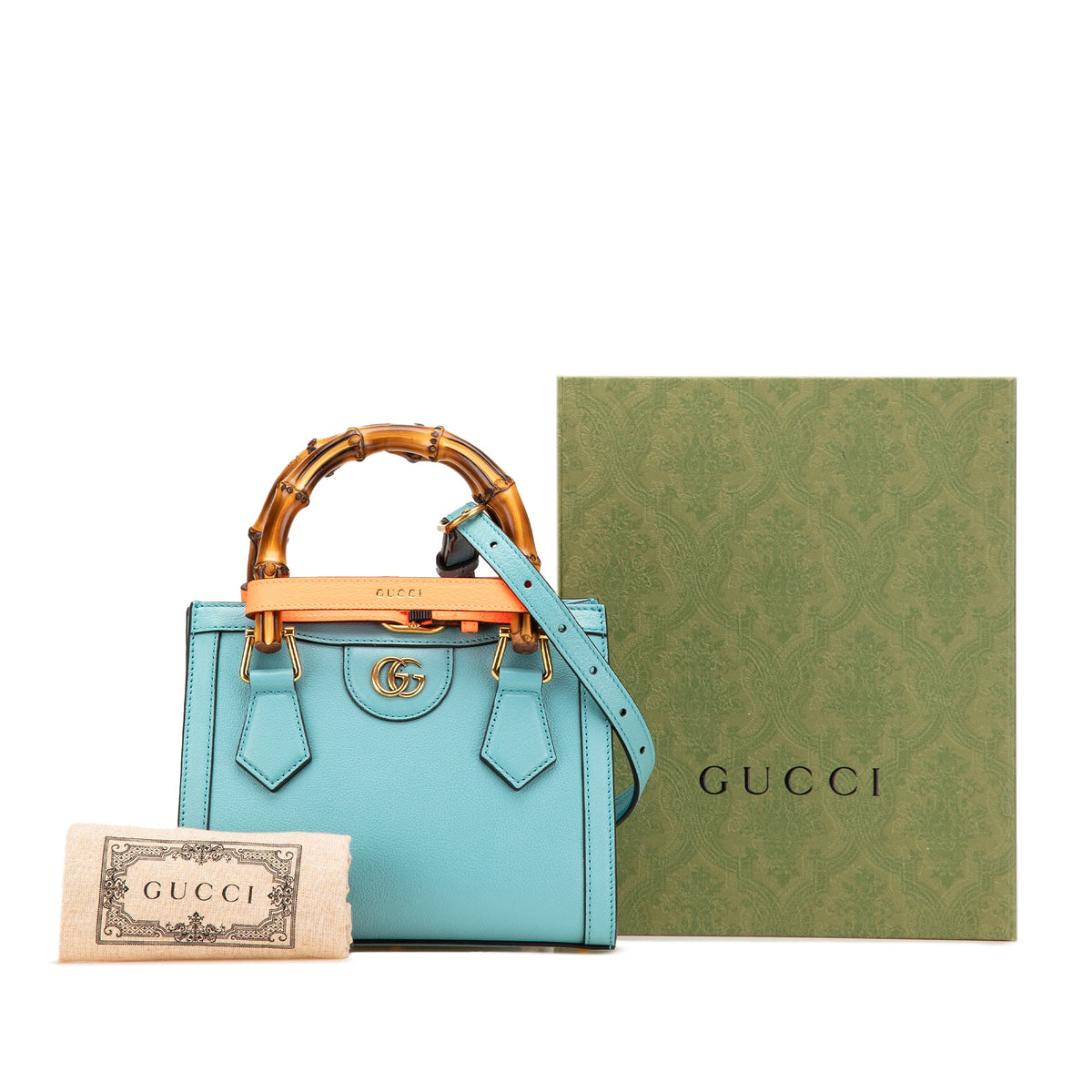 Second hand Gucci Diana Mini Leather Tote Bag Blue - Tabita Bags