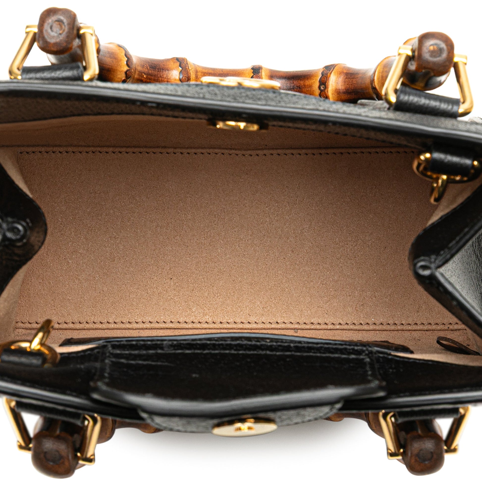 Second hand Gucci Diana Mini Leather Tote Handbag Black - Tabita Bags