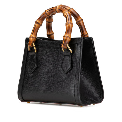 Second hand Gucci Diana Mini Leather Tote Handbag Black - Tabita Bags