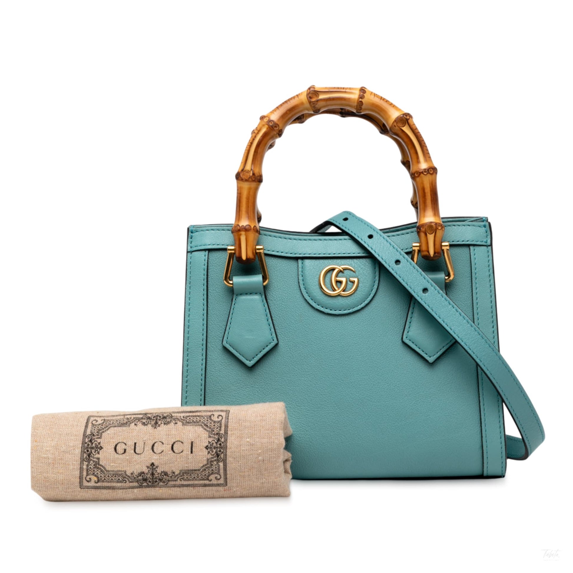 Second hand Gucci Diana Mini Leather Tote Handbag Blue - Tabita Bags