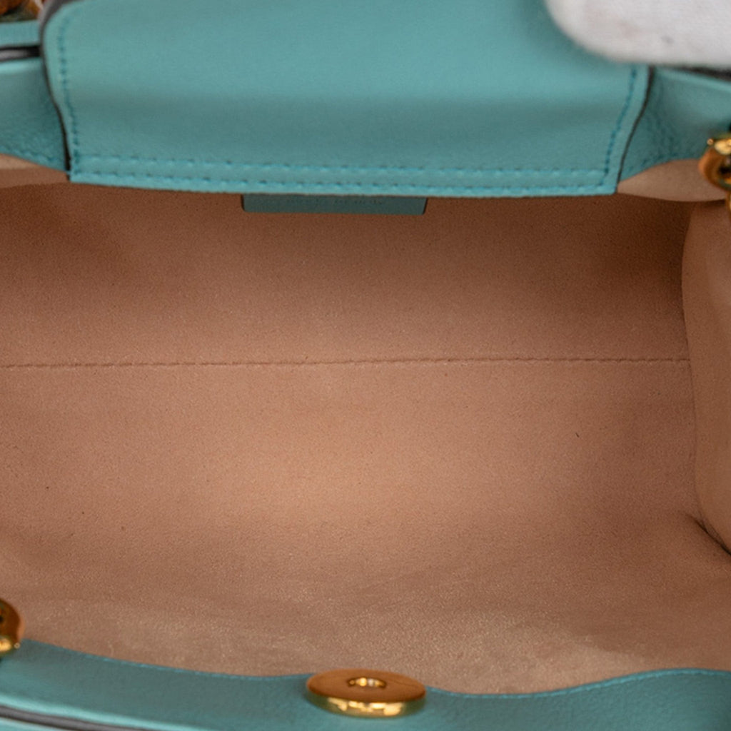 Second hand Gucci Diana Mini Leather Tote Handbag Blue - Tabita Bags
