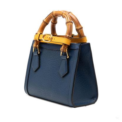 Second hand Gucci Diana Mini Leather Tote Handbag Blue - Tabita Bags