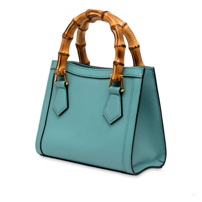 Second hand Gucci Diana Mini Leather Tote Handbag Blue - Tabita Bags