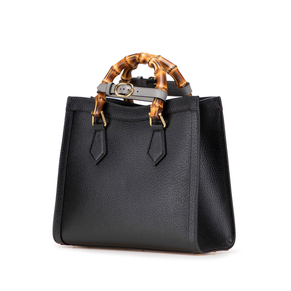 Second hand Gucci Diana Small Leather Tote Handbag Black - Tabita Bags