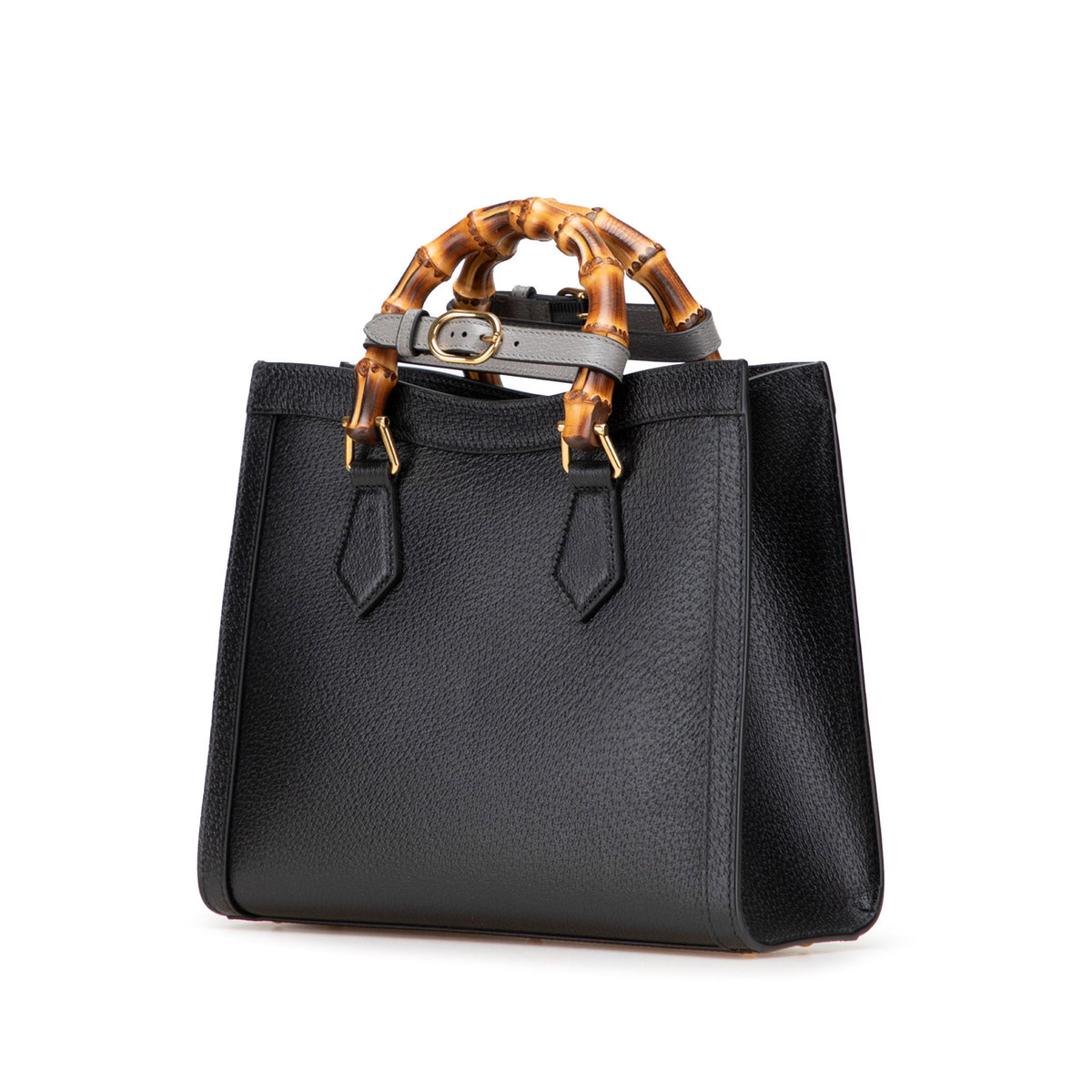 Second hand Gucci Diana Small Leather Tote Handbag Black - Tabita Bags