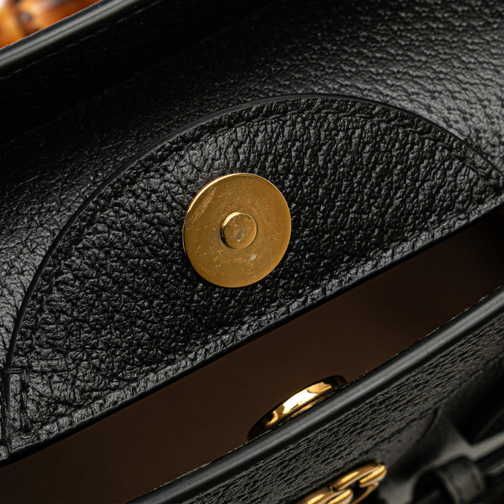 Second hand Gucci Diana Small Leather Tote Handbag Black - Tabita Bags