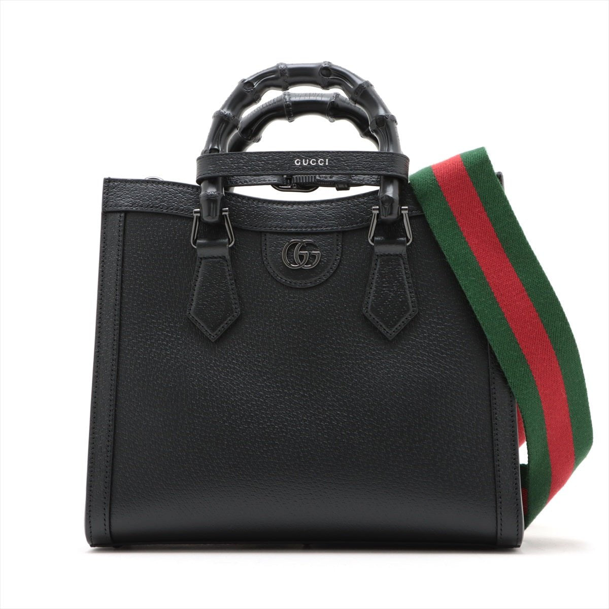 Second hand Gucci Diana Small Leather Tote Handbag Black - Tabita Bags