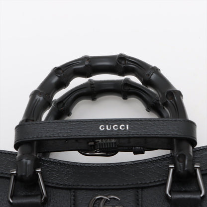 Second hand Gucci Diana Small Leather Tote Handbag Black - Tabita Bags