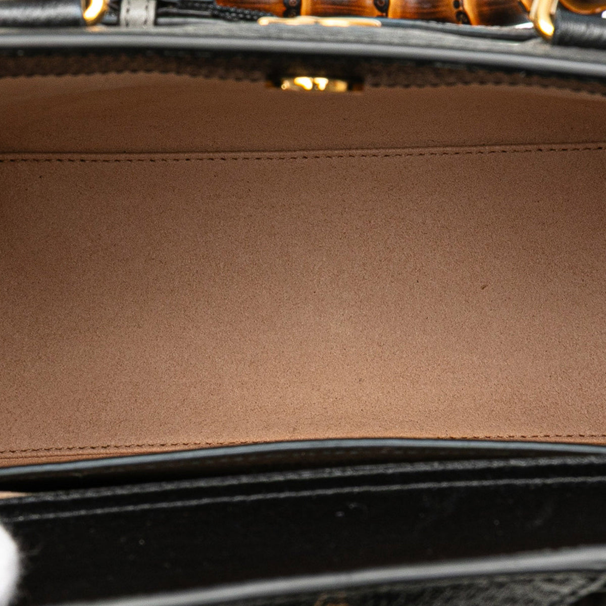 Second hand Gucci Diana Small Leather Tote Handbag Black - Tabita Bags