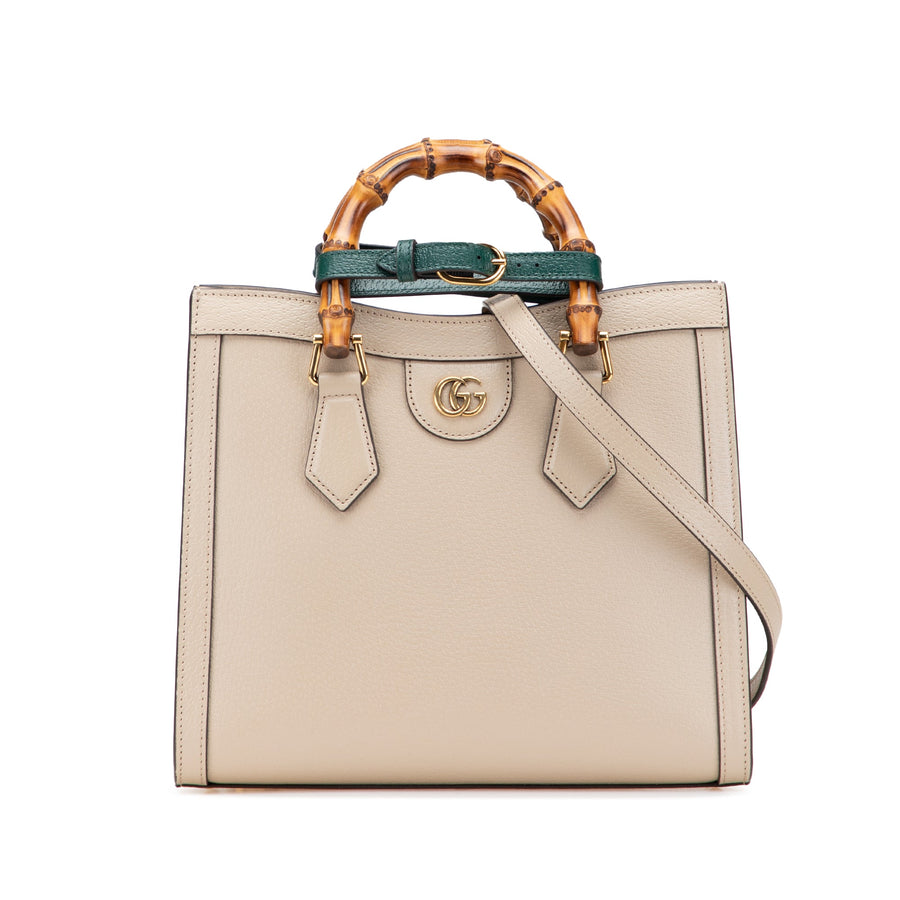 Second hand Gucci Diana Small Leather Tote Handbag Brown - Tabita Bags