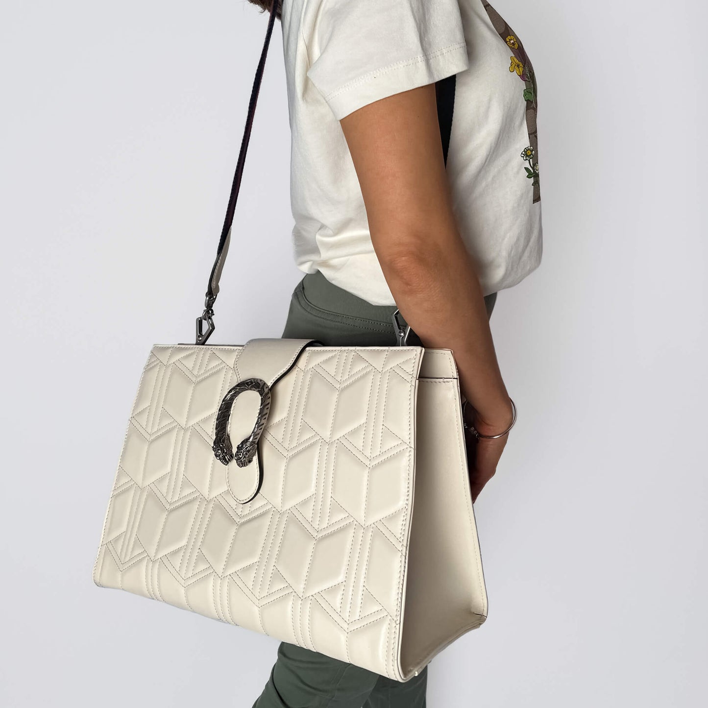 Second hand Gucci Dionysus Large Leather 3 - Ways Tote Shoulder Bag Off - white - Tabita Bags