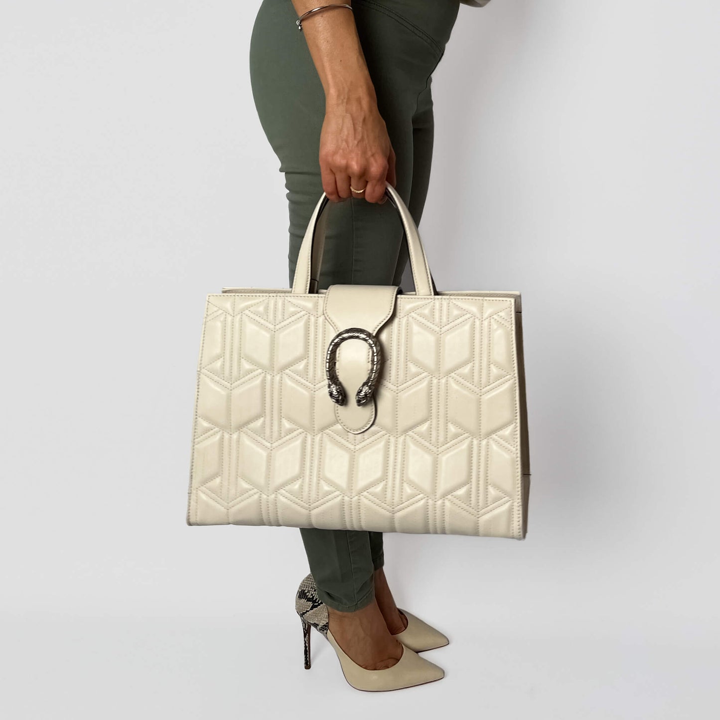 Second hand Gucci Dionysus Large Leather 3 - Ways Tote Shoulder Bag Off - white - Tabita Bags