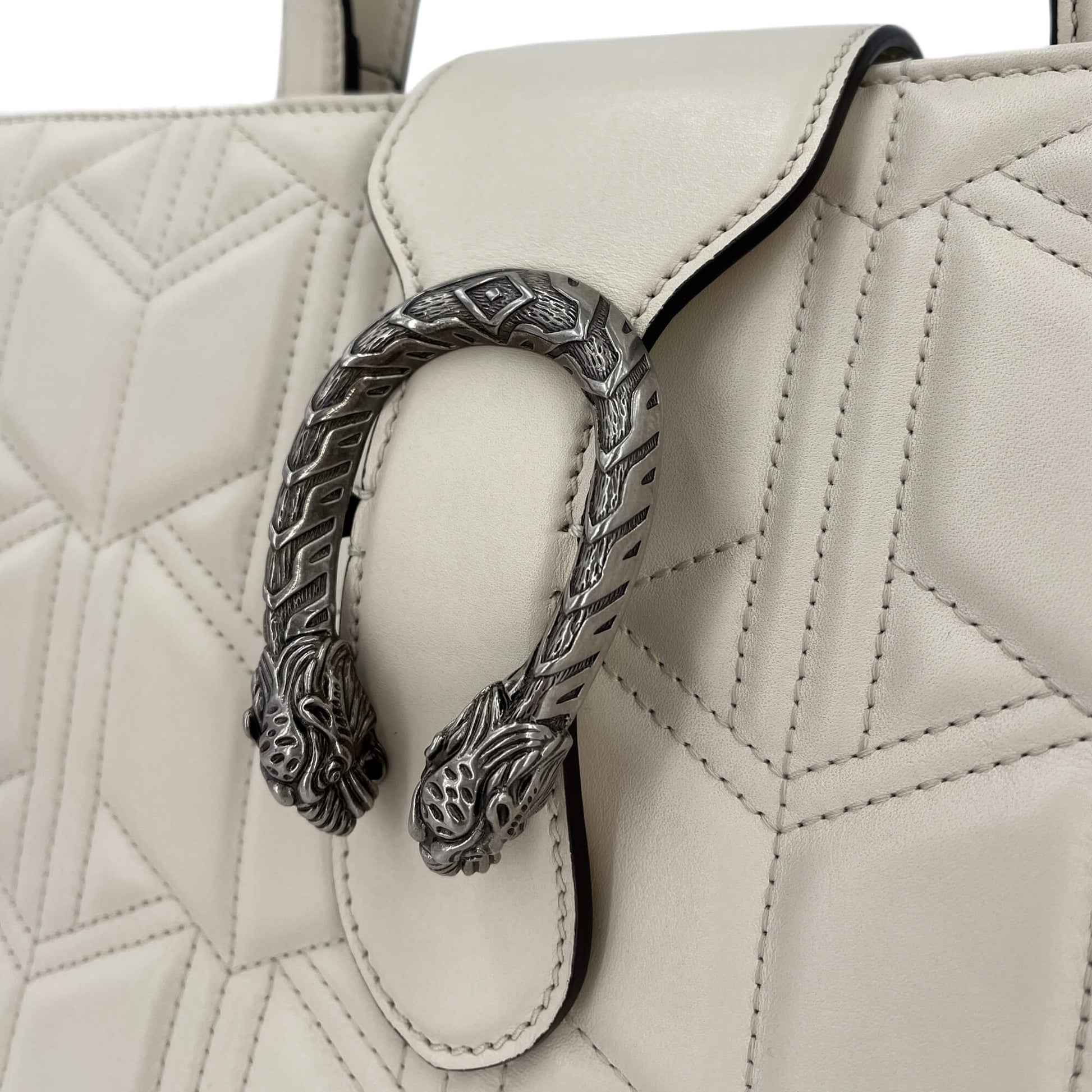 Second hand Gucci Dionysus Large Leather 3 - Ways Tote Shoulder Bag Off - white - Tabita Bags