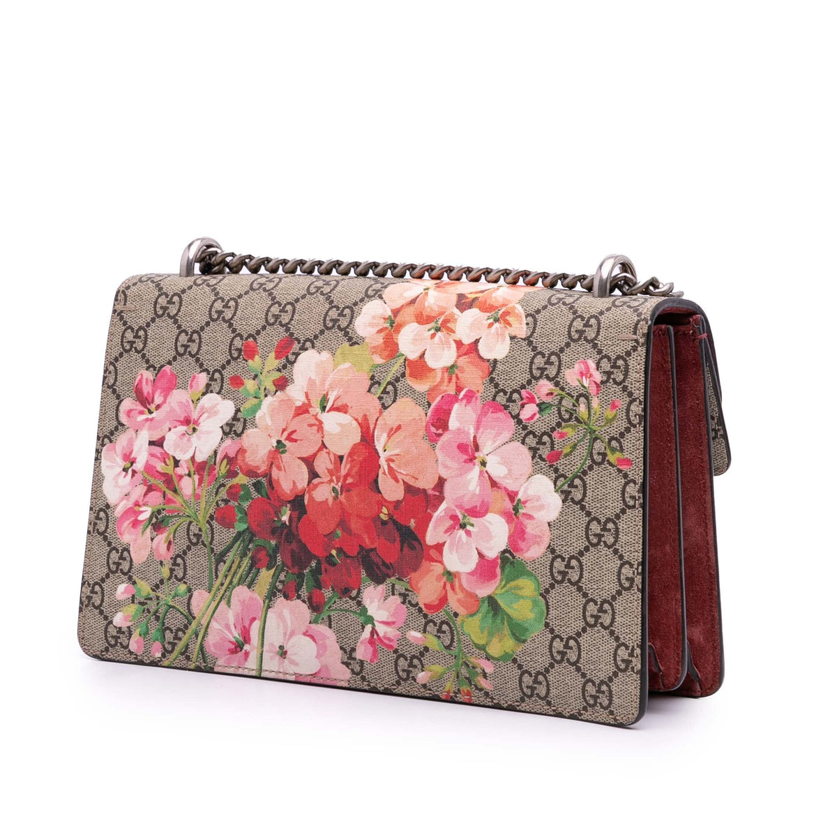 Second hand Gucci Dionysus Medium Canvas Blooms GG Flap Handbag Brown - Tabita Bags