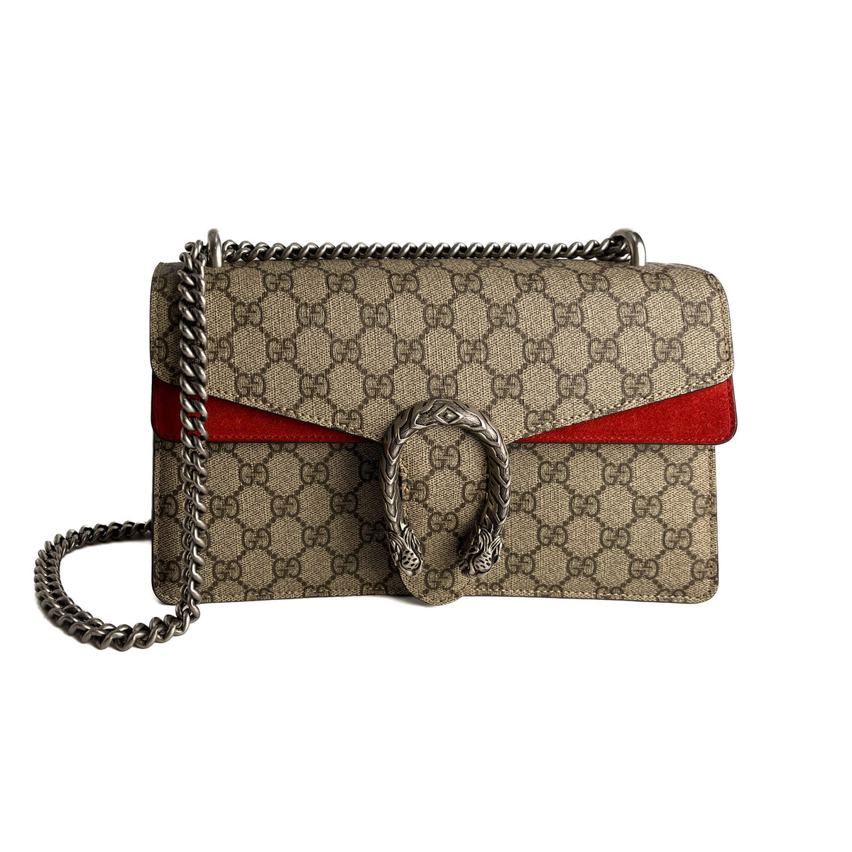Second hand Gucci Dionysus Medium Canvas Flap Handbag GG Supreme - Tabita Bags