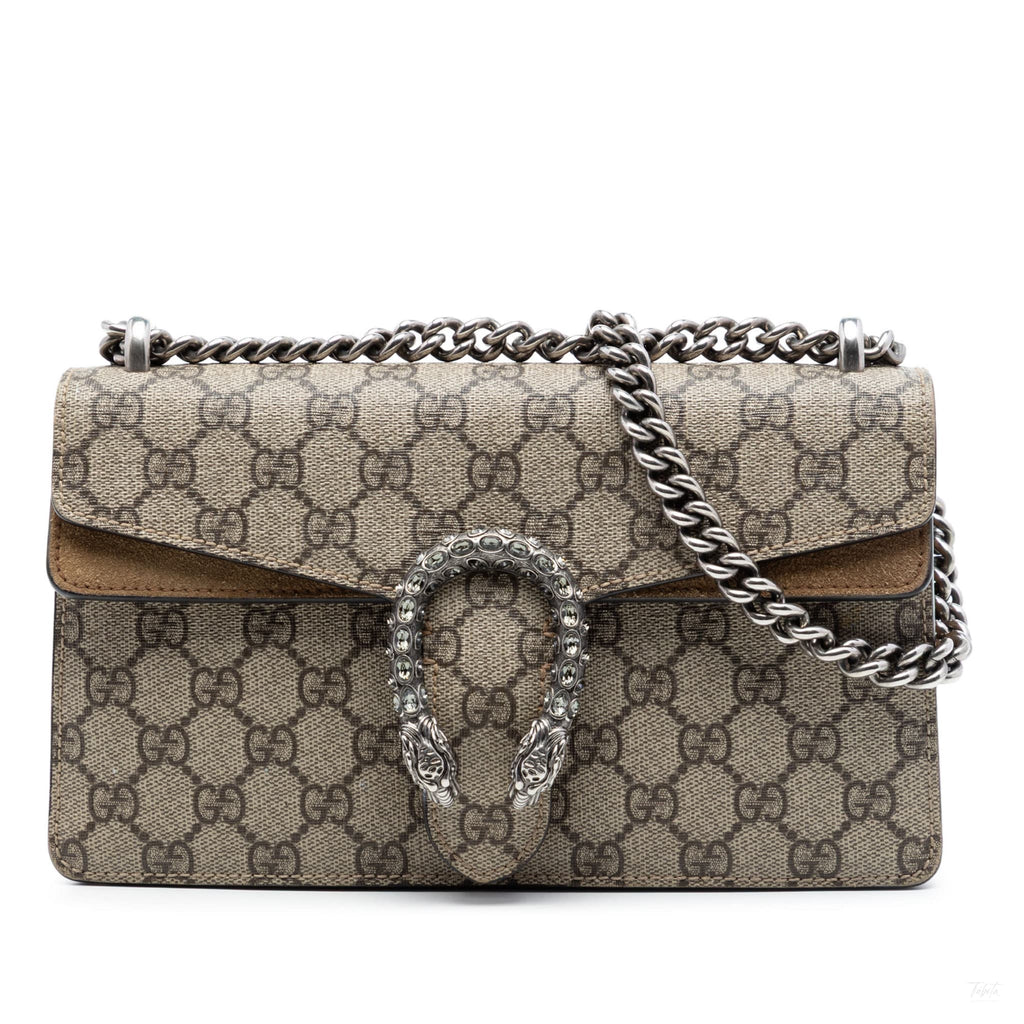 Second hand Gucci Dionysus Medium Canvas Flap Handbag GG Supreme - Tabita Bags