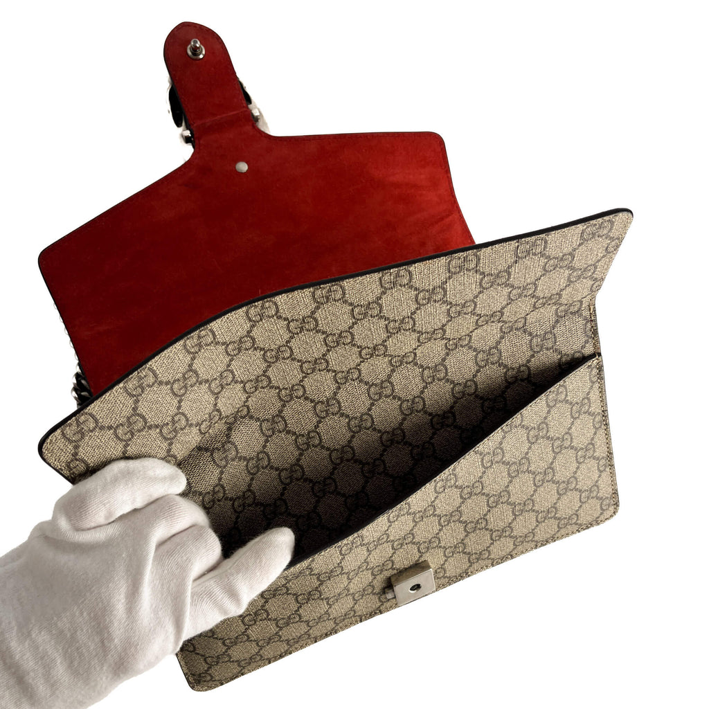 Second hand Gucci Dionysus Medium Canvas Flap Handbag GG Supreme - Tabita Bags