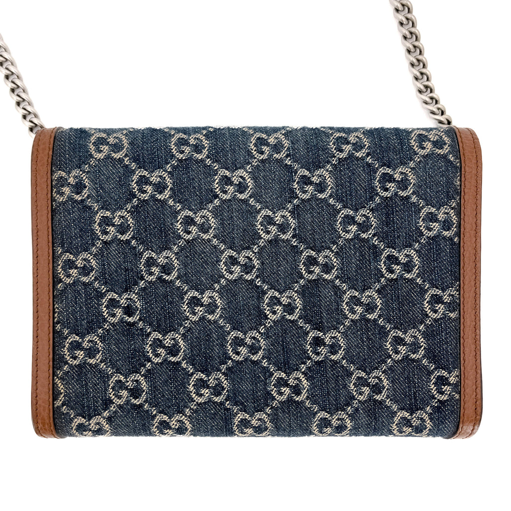 Second hand Gucci Dionysus Mini Denim 2 - Ways Wallet on Chain Handbag GG Supreme - Tabita Bags