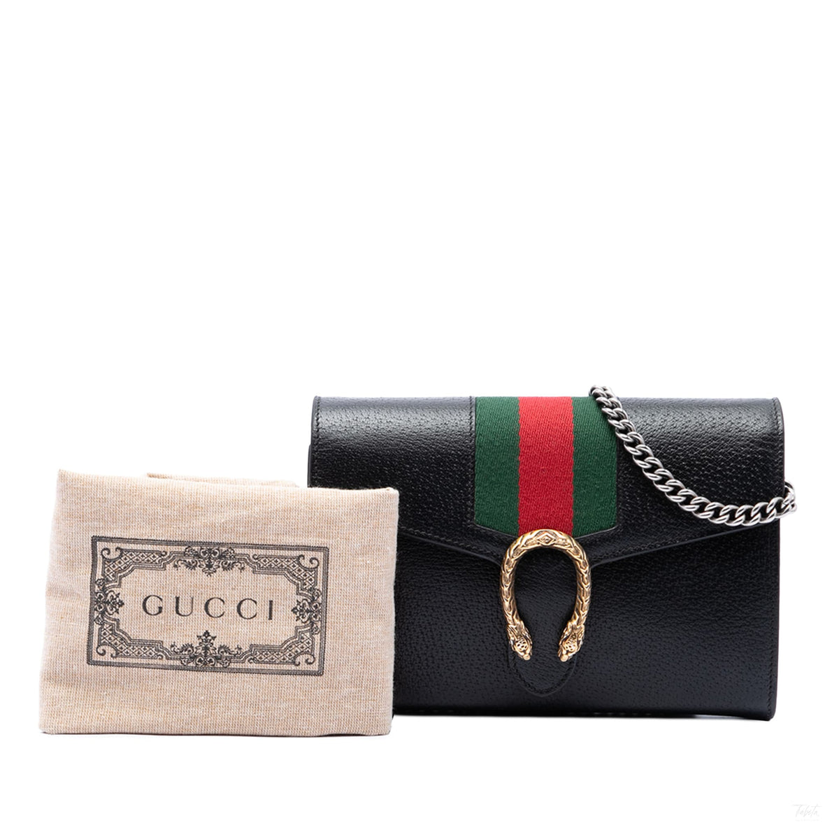Second hand Gucci Dionysus Mini Leather Wallet on Chain Handbag Black - Tabita Bags