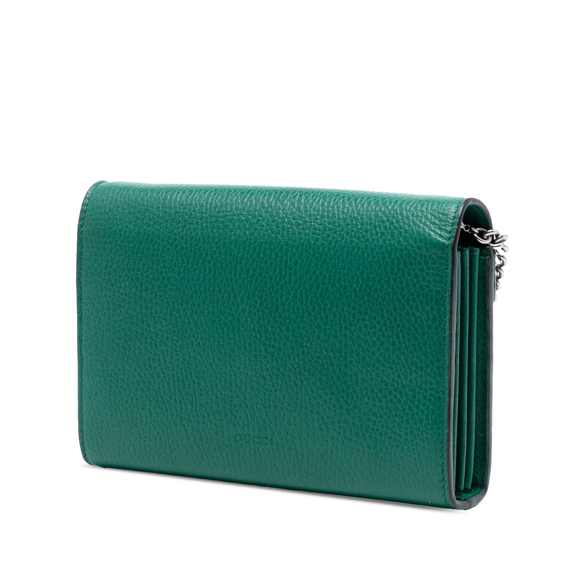 Second hand Gucci Dionysus Mini Leather Wallet on Chain Handbag Green - Tabita Bags