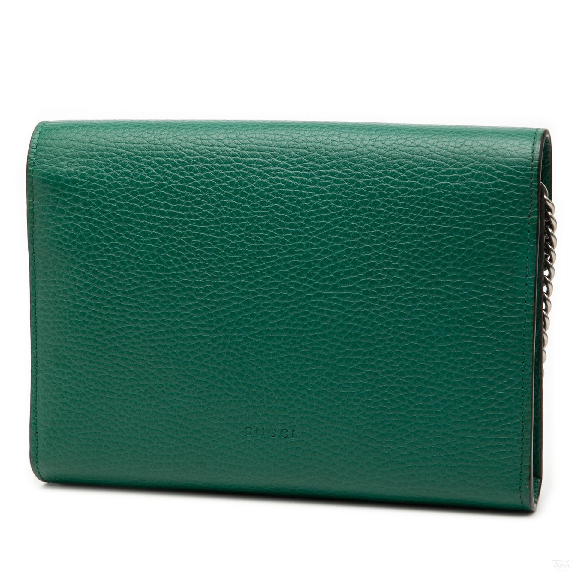 Second hand Gucci Dionysus Mini Leather Wallet on Chain Handbag Green - Tabita Bags
